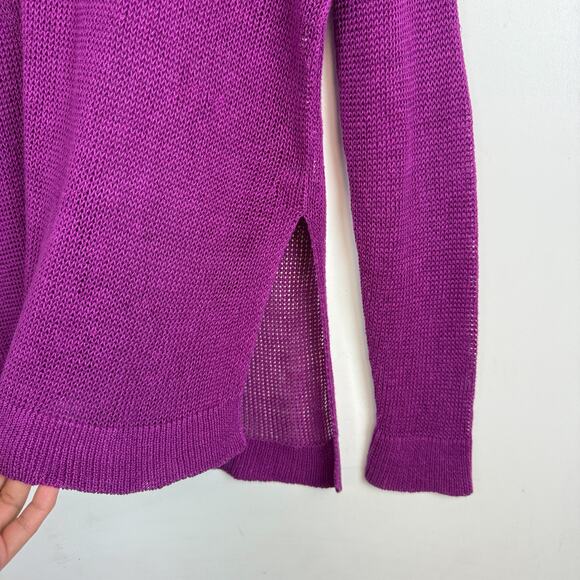 Eileen Fisher Purple Open Knit Tunic Sweater - M - Picture 4 of 9